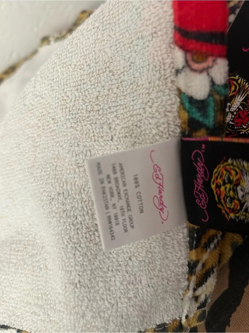NEW Ed Hardy 4-Piece Leopard Print 100% Cotton Bath Towel Set